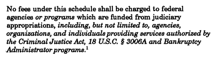 Screenshot of PACER fee changes